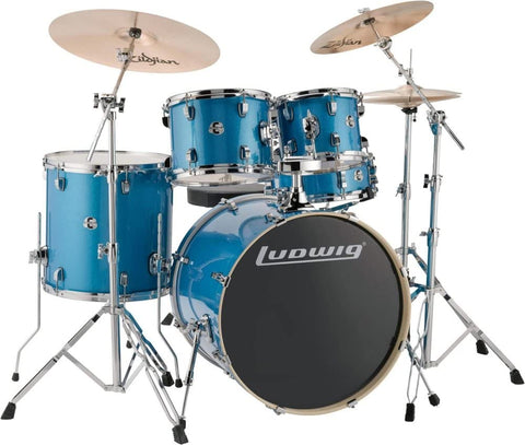 Bateria Acùstica Ludwig Evolution Outfit 20"Con Hard & Zbt Pack Azul