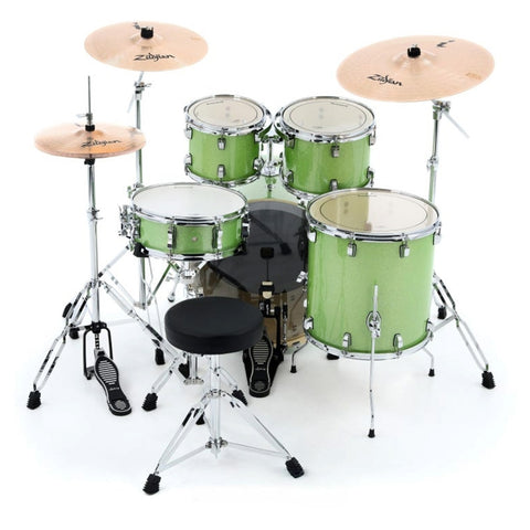 BATERIA ACUSTICA LUDWIG EVOLUTION 5PC 22" CON HARD & ZBT PACK MINT SPARKLE LE522018
